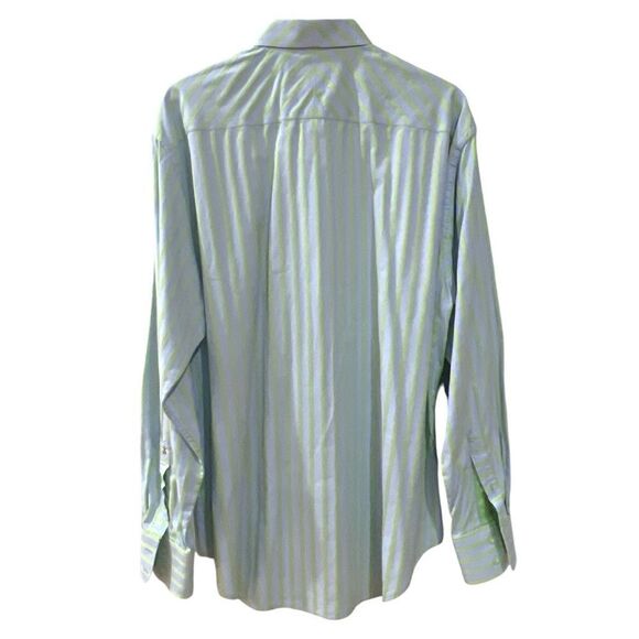 Robert Graham Blue / Lime Green Stripes Button Down Shirt with French Cuff Sz XL - Picture 6 of 6